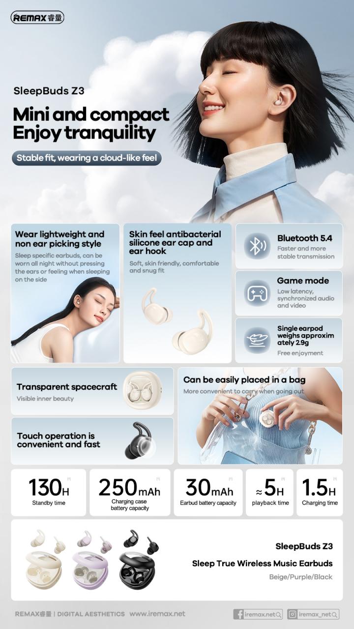 هندزفری بلوتوثی ریمکس مدل Z3 SleepBuds - Image 2