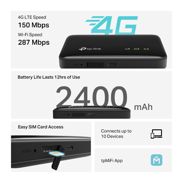 مودم سیمکارتی 4G/LTE قابل حمل Wi-Fi6 تی پی لینک M7005 - Image 6