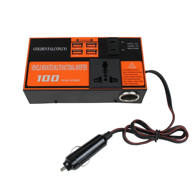 مبدل برق خودرو گلدن فالکون مدل 12 به 220 ولت 100W