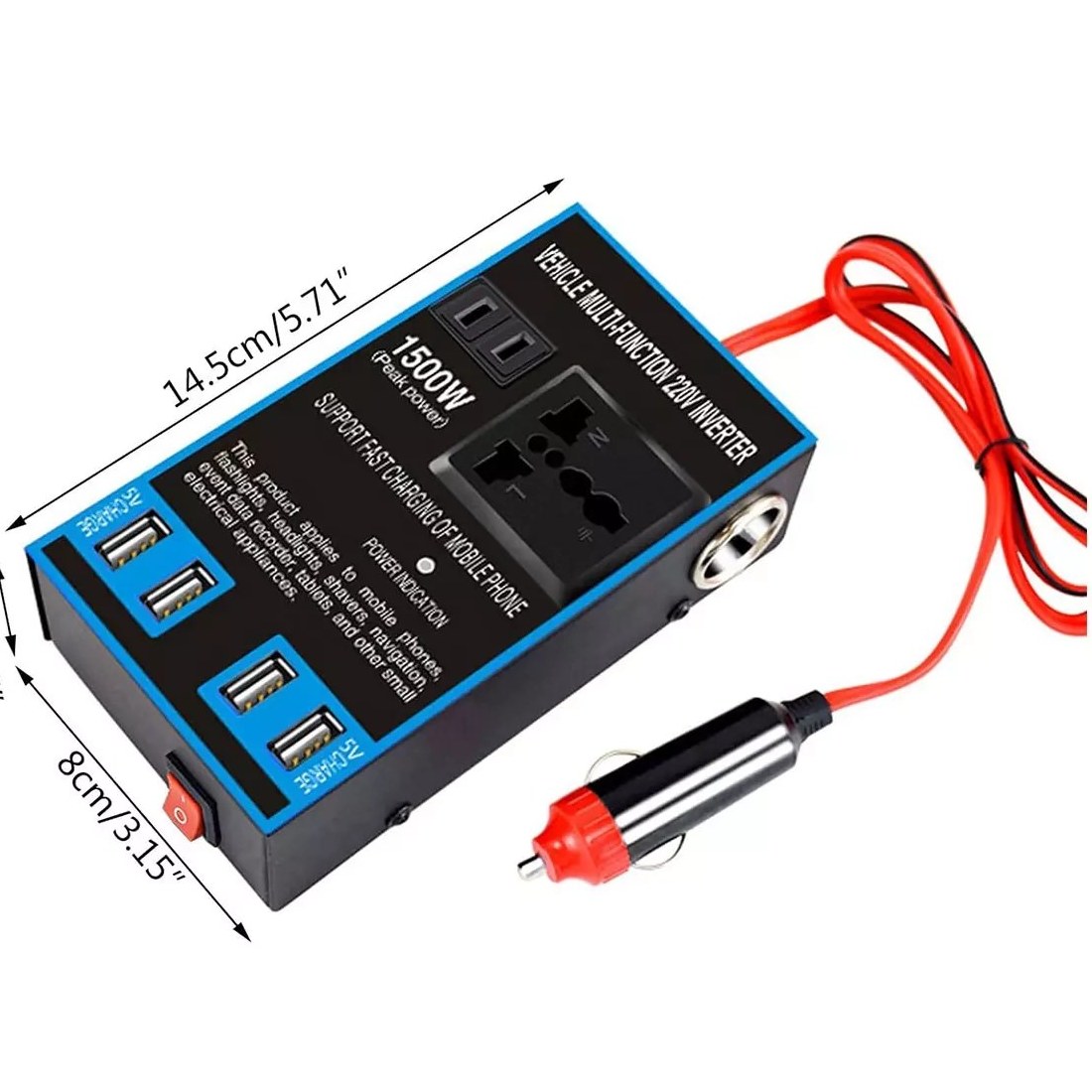 مبدل برق 12 ولت به 220 ولت 1500 وات فندکی مدل Power Inverteb - Image 2