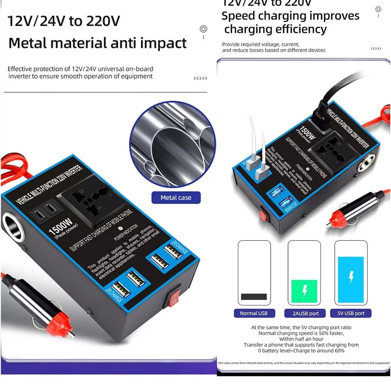مبدل برق 12 ولت به 220 ولت 1500 وات فندکی مدل Power Inverteb - Image 3